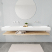 MONDIAZ ALAN 200cm - Badkamermeubelset - planchet - washed oak - vrijhangende wastafel - 2 wasbakken - 0 kraangaten - talc SW408791