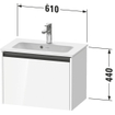 Duravit Ketho 2 wastafelonderbouwkast met 1 lade 61x39x44cm met greep antraciet eiken zwart mat SW772836