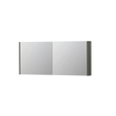 INK SPK1 Spiegelkast - 140x14x60cm - 2 deuren - dubbelzijdige Spiegel - schakelaar en stopcontact - MDF lak Mat beton groen SW493885