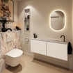 MONDIAZ TURE-DLUX 120cm toiletmeubel Talc. EDEN wastafel Glace positie rechts. Met 1 kraangat. SW1103176