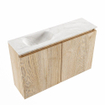 MONDIAZ TURE-DLUX 80cm toiletmeubel Washed Oak. EDEN wastafel Ostra positie links. Met 1 kraangat. SW1105147