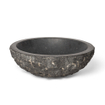 Saniclass Hamerslag opbouwwaskom 42x42x15cm zonder overloop rond natuursteen Basalt SW17530