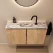 MONDIAZ TURE-DLUX 80cm toiletmeubel Washed Oak. EDEN wastafel Glace positie midden. Met 1 kraangat. SW1103598