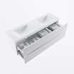 MONDIAZ VICA 150cm badmeubel onderkast Talc 2 lades. Wastafel CLOUD dubbel zonder kraangat, kleur Talc. SW1381823