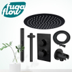 FugaFlow Eccelente Sobrado Badkamer inbouw regendoucheset met thermostaat 25cm plafondarm hoofddouche incl. staaf handdouche zwart mat SW1124118
