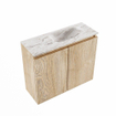 MONDIAZ TURE-DLUX 60cm toiletmeubel Washed Oak. EDEN wastafel Glace positie rechts. Met 1 kraangat. SW1103558