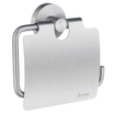 Smedbo Home Toiletrolhouder - met klep - rond - geborsteld chroom SW12181