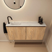 MONDIAZ TURE-DLUX 100cm toiletmeubel Washed Oak. EDEN wastafel Opalo positie links. Met 1 kraangat. SW1104652