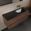 Mondiaz Aivy badmeubelset - 120x45x50cm - 0 kraangaten - 1 wasbak urban Solid surface - Rechts - 2 lades - Zonder spiegel - Melamine Mocha SW892107