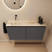 MONDIAZ TURE-DLUX 100cm toiletmeubel Dark Grey. EDEN wastafel Frappe positie links. Zonder kraangat. SW1102746