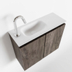 MONDIAZ TURE Fonteinset - 60x23x50cm - 1 kraangat - 2 deuren - dark brown mat - Wasbak links - Solid Surface Wit SW475155