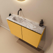 MONDIAZ TURE-DLUX 80cm toiletmeubel Ocher. EDEN wastafel Glace positie links. Zonder kraangat. SW1103371