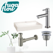 FugaFlow Eccelente Arredo fonteinset - 38x7x24cm - 1 kraangat - keramiek - fonteinkraan RVS geborsteld - glans wit - SW1125257