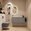 MONDIAZ TURE-DLUX 120cm toiletmeubel Smoke. EDEN wastafel Glace positie links. Met 1 kraangat. SW1103617