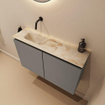 MONDIAZ TURE-DLUX 80cm toiletmeubel Smoke. EDEN wastafel Frappe positie links. Zonder kraangat. SW1103033
