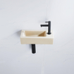 QeramiQ Fuente Fonteinset - 37.5x18.5x9cm - keramiek - kraangat rechts - fonteinkraan zwart mat - afvoerplug - verlaagd sifon - Mat Beige SW1232734