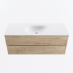 MONDIAZ VICA 120cm badmeubel onderkast Washed Oak 2 lades. Wastafel MOON midden zonder kraangat, kleur Talc. SW1381937