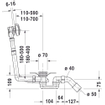 Duravit D Code badafvoer en overloopcombinatie met waste voor bad 180cm inclusief middenafvoer 0315177