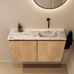 MONDIAZ TURE-DLUX 80cm toiletmeubel Washed Oak. EDEN wastafel Glace positie rechts. Zonder kraangat. SW1103579