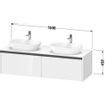 Duravit Ketho 2 wastafelonderbouwkast incl. consoleplaat met 2 laden voor waskom links 160x55x45.9cm met handgrepen antraciet donker noten mat SW772215