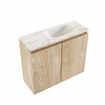 MONDIAZ TURE-DLUX 60cm toiletmeubel Washed Oak. EDEN wastafel Frappe positie rechts. Met 1 kraangat. SW1103083
