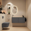 MONDIAZ TURE-DLUX 120cm toiletmeubel Dark Grey. EDEN wastafel Ostra positie links. Met 1 kraangat. SW1104817