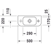 Duravit HappyD 2 fontein met overloop met kraangat rechts 50x22cm met wondergliss wit SW54279