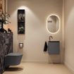 MONDIAZ TURE-DLUX 40cm toiletmeubel Dark Grey. EDEN wastafel Lava positie rechts. Met 1 kraangat. SW1103782