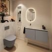 MONDIAZ TURE-DLUX 100cm toiletmeubel Smoke. EDEN wastafel Opalo positie links. Zonder kraangat. SW1104634