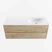 MONDIAZ VICA 120cm badmeubel onderkast Washed Oak 2 lades. Wastafel MOON rechts zonder kraangat, kleur Talc. SW1381966