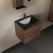 Mondiaz Aivy badmeubelset - 60x45x50cm - 1 kraangat - 1 wasbak urban Solid surface - Midden - 2 lades - Met spiegelkast - Melamine Mocha SW892342