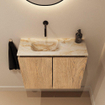 MONDIAZ TURE-DLUX 60cm toiletmeubel Washed Oak. EDEN wastafel Frappe positie links. Zonder kraangat. SW1103089
