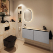 MONDIAZ TURE-DLUX 120cm toiletmeubel Plata. EDEN wastafel Frappe positie links. Met 1 kraangat. SW1102941