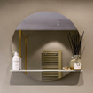 Mondiaz SPOT Badkamerspiegel - rond 70cm - spiegelplanchet - kleur Linen SW1235672