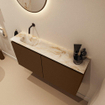 MONDIAZ TURE-DLUX 100cm toiletmeubel Rust. EDEN wastafel Frappe positie links. Zonder kraangat. SW1103001
