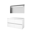 Basic-Line Economic 46 badkamermeubelset - 120x46cm - greeploos - 4 lades - wastafelblad - Spiegel - geintegreerde LED verlichting - MDF lak Ice White SW639469