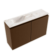 MONDIAZ TURE-DLUX 80cm toiletmeubel Rust. EDEN wastafel Frappe positie links. Met 1 kraangat. SW1103003