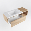 MONDIAZ BUKLA 120cm badmeubel met open module 40 kleur Washed Oak met 1 lade. Wastafel CLOUD links 0 kraangaten kleur Talc. SW1382040