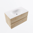 MONDIAZ VICA 80cm badmeubel onderkast Washed Oak 2 lades. Wastafel MOON midden 1 kraangat, kleur Talc. SW1381802