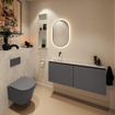 MONDIAZ TURE-DLUX 120cm toiletmeubel Dark Grey. EDEN wastafel Opalo positie links. Zonder kraangat. SW1104275