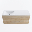 MONDIAZ VICA 120cm badmeubel onderkast Washed Oak 2 lades. Wastafel CLOUD links zonder kraangat, kleur Talc. SW1381906