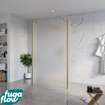 FugaFlow Eccelente Vetro Vrijstaande inloopdouche badkamer - 120x200cm - Glas mat - antikalk - 8mm veiligheidsglas - 2 zijwanden 30cm - met wandarmen en hoekprofielen - Messing geborsteld (goud) - SW1125610