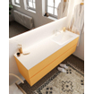 MONDIAZ VICA Badkamermeubelset - 150cm - 2 lades - wasbak Cloud rechts - 1 kraangat - solid surface ocher SW411036