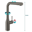 GROHE essence new Keukenkraan - hoog - draaibare/uittrekbare uitloop - hard graphite geborsteld SW97572