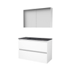 Basic-Line Comfort 46 badkamermeubelset - 100x46cm - greeploos - 2 lades - hardsteen wastafel - 0 kraangaten - Spiegelkast - MDF lak Ice White SW639689