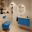 MONDIAZ TURE-DLUX 80cm toiletmeubel Jeans. EDEN wastafel Frappe positie links. Zonder kraangat. SW1102811