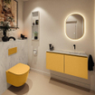 MONDIAZ TURE-DLUX 100cm toiletmeubel Ocher. EDEN wastafel Opalo positie rechts. Zonder kraangat. SW1104414