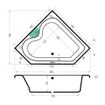 Xenz Cyprus hoekbad - 145x145cm - met overloop - zonder afvoer - Hoekopstelling links of rechts - Acryl Edelweiss mat SW103535