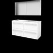 Basic-Line Comfort 46 badkamermeubelset - 120x46cm - met grepen - 4 lades - acryl wastafel - 0 kraangaten - Spiegelkast - MDF lak Ice White SW351076