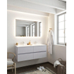 MONDIAZ VICA Badkamermeubelset - 120cm - 4 lades - wasbak Cloud dubbel - 2 kraangaten - solid surface cale SW410548